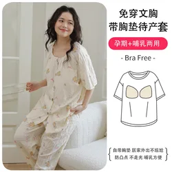 Pijama premamá de gasa algodón – Cómodo para embarazo