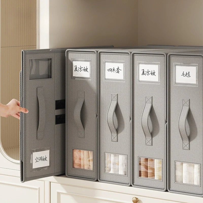 Nueva caja de almacenamiento plegable para sábanas, color sólido, funda nórdica de tela no tejida simple, caja de almacenamiento de ropa, caja de almacenamiento para armario y dormitorio - imagen 3