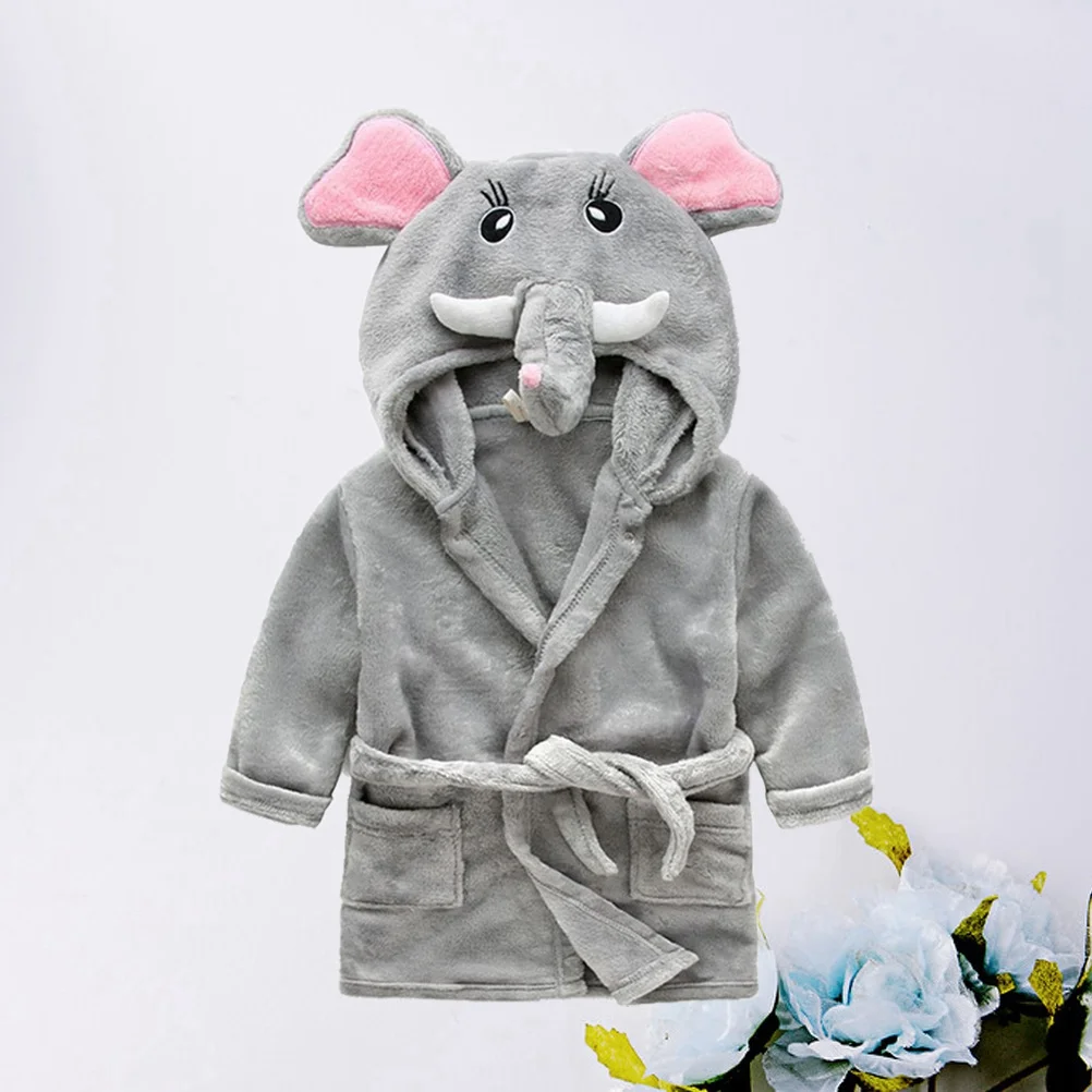 Albornoz de elefante para niños, camisón con capucha de dibujos animados, bata de lana suave, pijamas de animales, ropa de dormir cómoda y cálida para niños - imagen 5