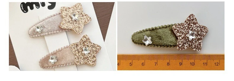 Detalle de diamantes de imitación en pinzas de estrellas