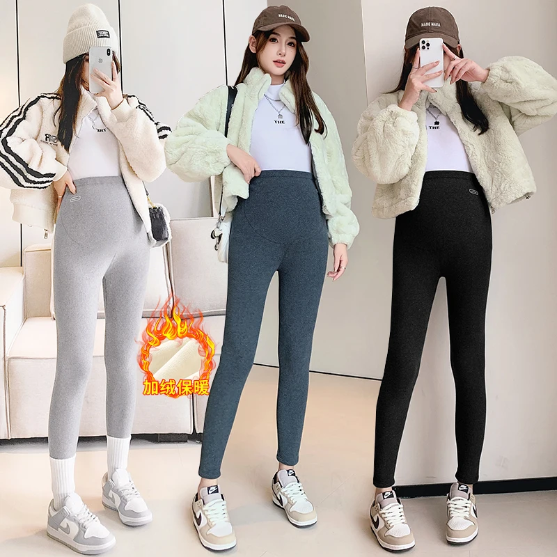 Pantalones premamá de terciopelo grueso – Invierno cálido y cómodo - imagen 2