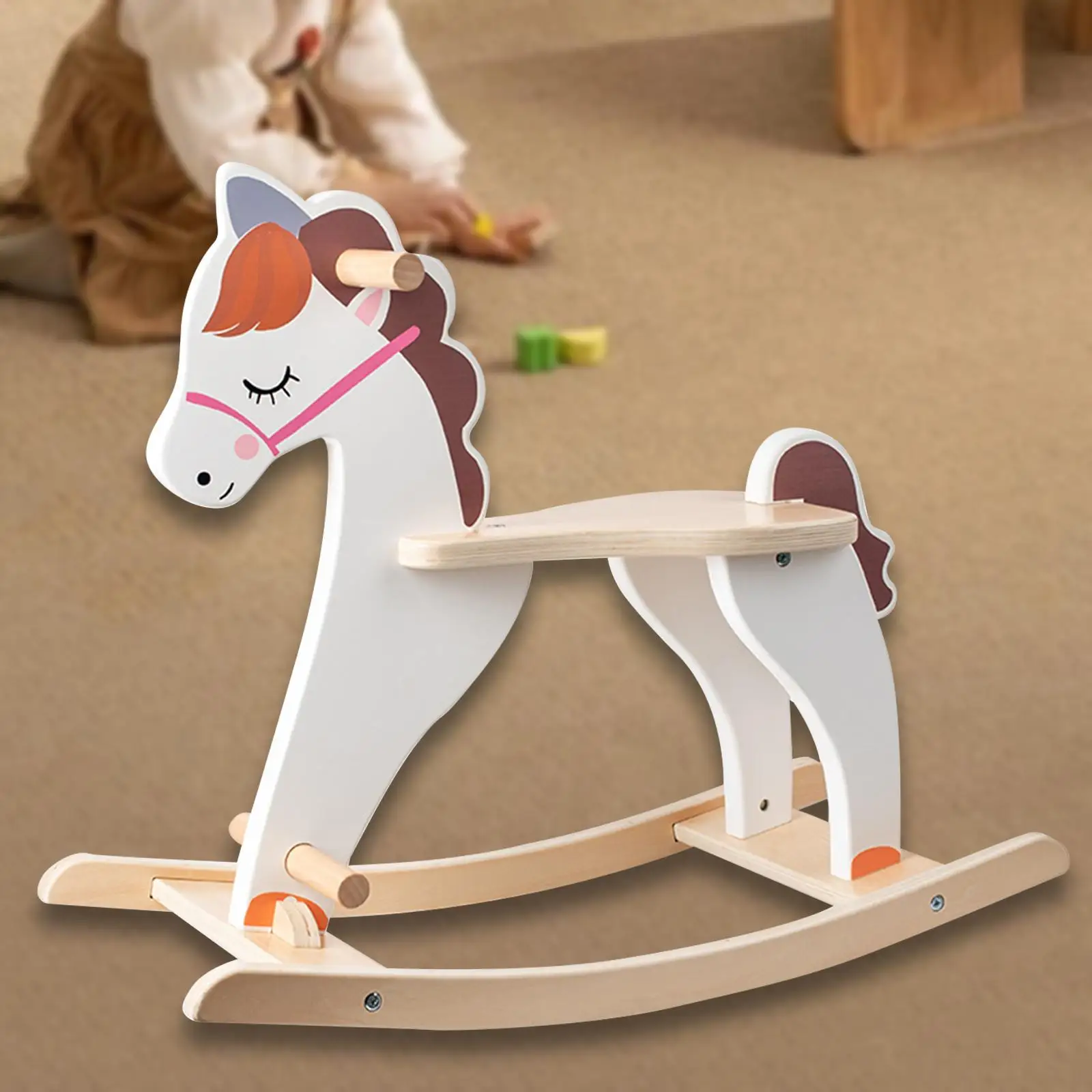 Wooden Rocking Horse Infant Ride Toy Rocking Animal Rocker Toy Baby Wood Ride on Toy for Child Children Baby Boys Girls Festival