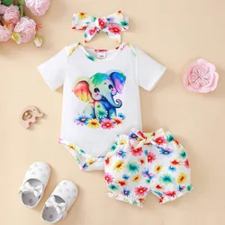 Mono elefante y pantalones flores conjunto bebé niña verano suave