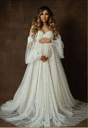 Vestido neonatal blanco con perlas para fotos de recién nacido