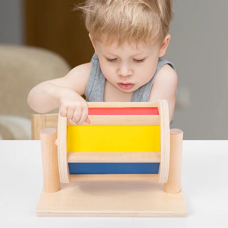 Caja de monedas Montessori giratoria para niños pequeños, juguetes sensoriales, caja permanente, caja Rectangular redonda, regalos de clase IC - imagen 2
