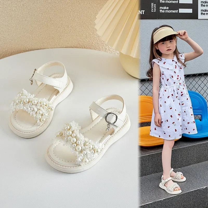 Sandalias para niñas, zapatos de playa de princesa de suela blanda antideslizantes de verano para niños, sandalias de moda para niñas pequeñas