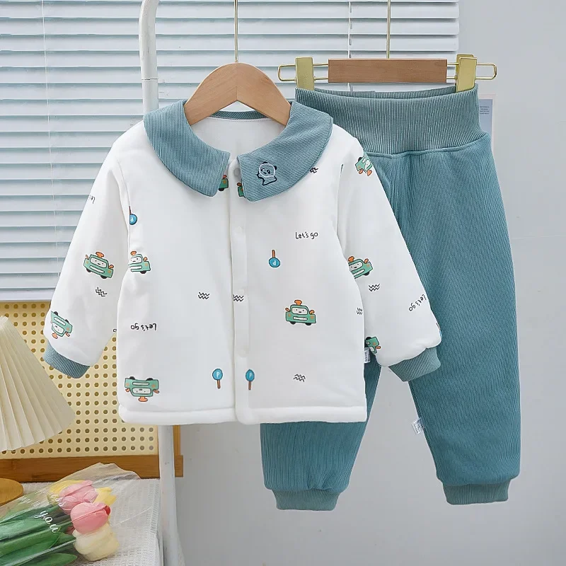 Abrigo de invierno niña con conjunto chaqueta y pantalón acolchados