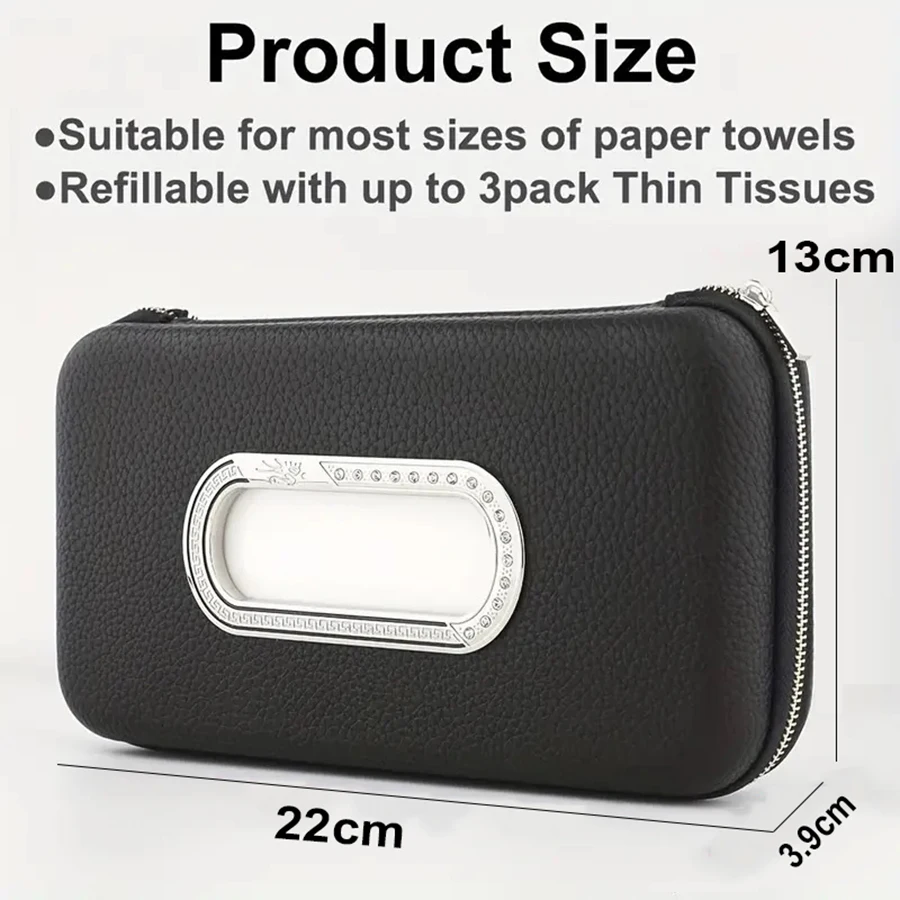 Soporte de pañuelos para parasol de coche, caja de pañuelos para coche, bolsa de pañuelos colgante para parasol, caja de servilletas, bolsa de almacenamiento de pañuelos, accesorios para coche - imagen 3