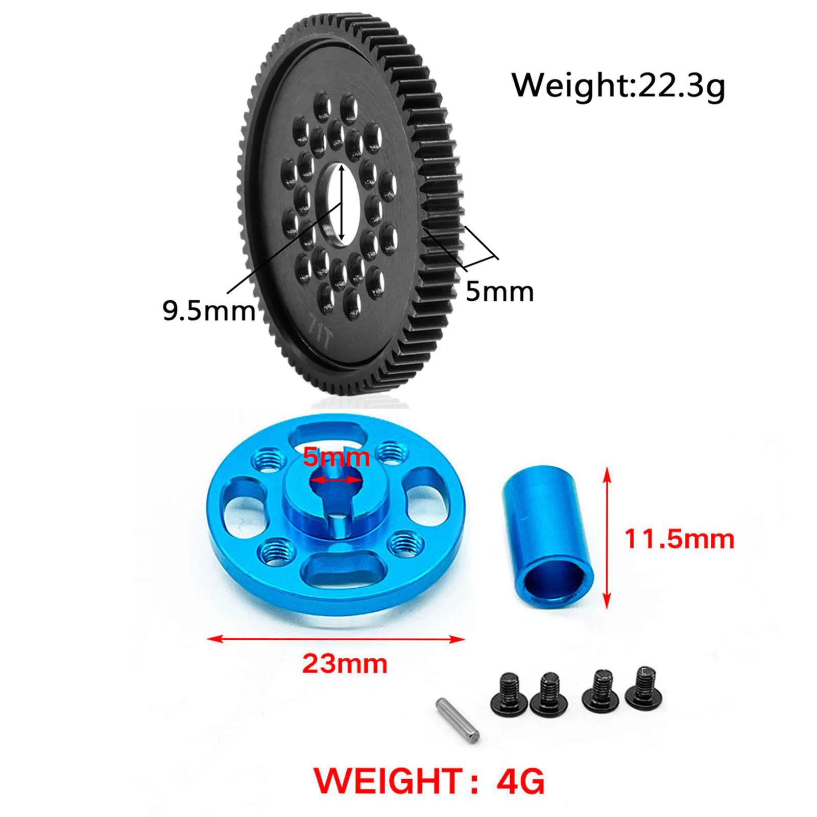 Engranajes metálicos de alta velocidad para coche RC TT02 1/10 - imagen 5
