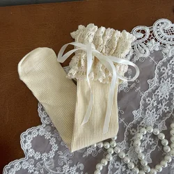 Calcetines de encaje con lazo para niña – Algodón suave primavera