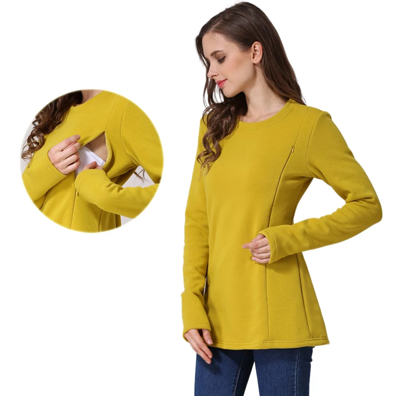 Otoño Invierno ropa de maternidad de manga larga camiseta de lactancia sudadera camisetas de lactancia para mujeres embarazadas sudaderas con capucha posparto