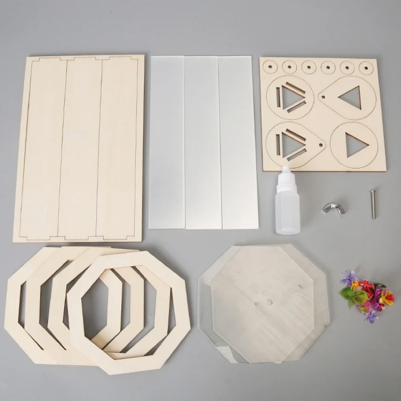 Caleidoscopio giratorio mágico de madera DIY, juguete para niños, juguetes de ciencia física, herramienta Experimental, Kit de vástago, aprendizaje educativo para regalo de chico - imagen 3