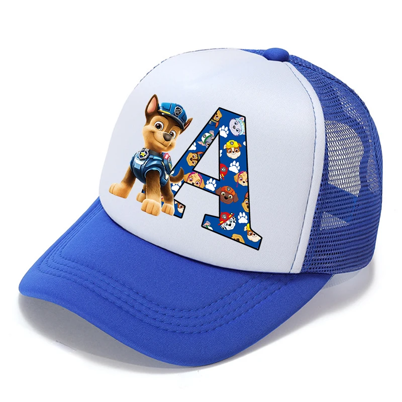 Paws Patrols Chase niños gorras de béisbol letra niños HipHop sombrero de malla transpirable lindo dibujos animados Anime Sunbonnet sombra gorras regalo