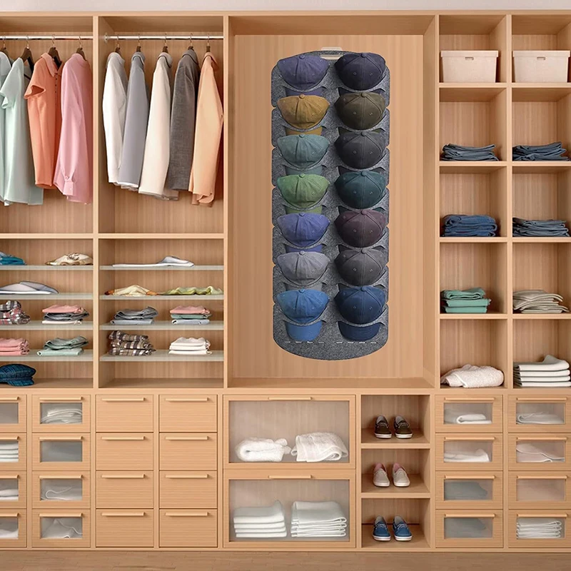 Organizadores de sombreros para colgar en la pared, armario de dormitorio, ahorro de espacio, gorra de béisbol, almacenamiento de fieltro, puerta trasera, bolsas de almacenamiento - imagen 2