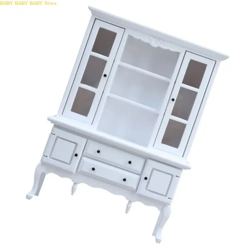 Q81A modelo gabinete madera en miniatura para casas muñecas, accesorios DIY, proyecto artesanal, dormitorio, sala - imagen 3