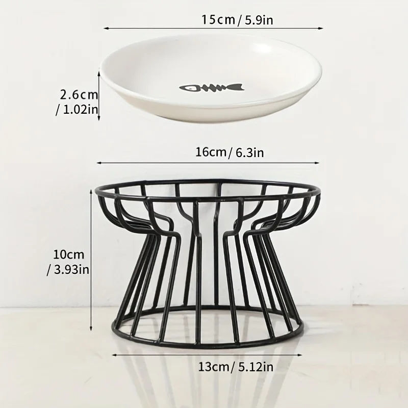 Cuenco elevador con soporte de Metal para gato, plato elevado de alimentación de aperitivos de cerámica para mascotas, suministros para cachorros y gatitos, accesorios para perros - imagen 2