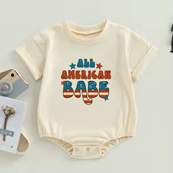 Mono de burbuja para niño y niña, bodys Retro, Natural, para el día de la independencia, el 4 de julio