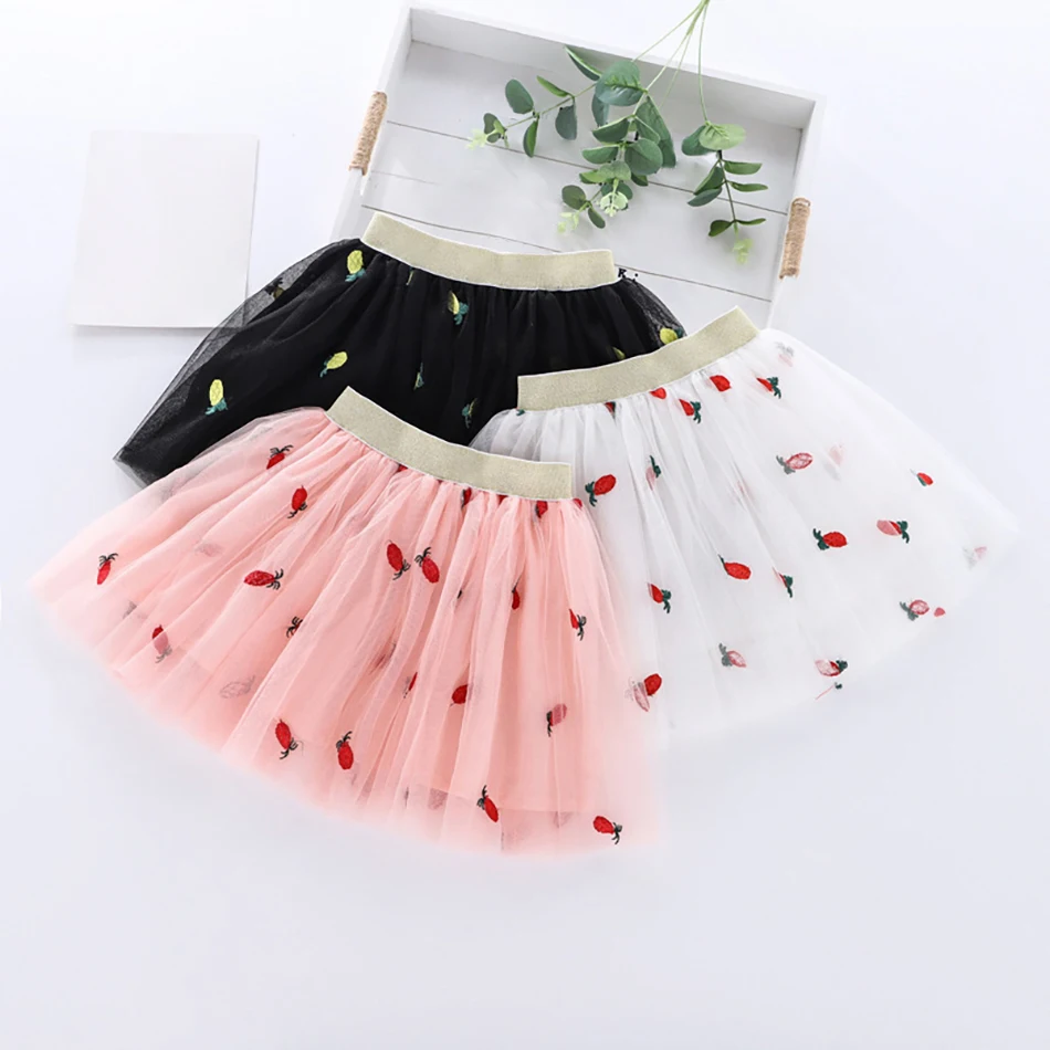 Falda de malla floral bordada para niñas, cintura elástica con capas transpirables para fiesta de juegos, diseño elástico suave de 3 a 14 años - imagen 2