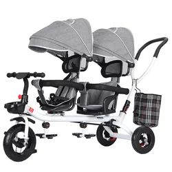 Cochecito doble bidireccional plegable para gemelos multifuncional