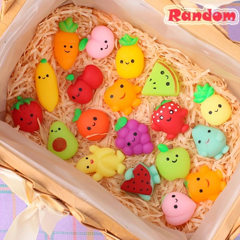 Juego de juguetes blandos de Mochi para niños y adultos, minipaquete de frutas para apretar, alivio del estrés, ansiedad, regalo de cumpleaños, 1-24 piezas