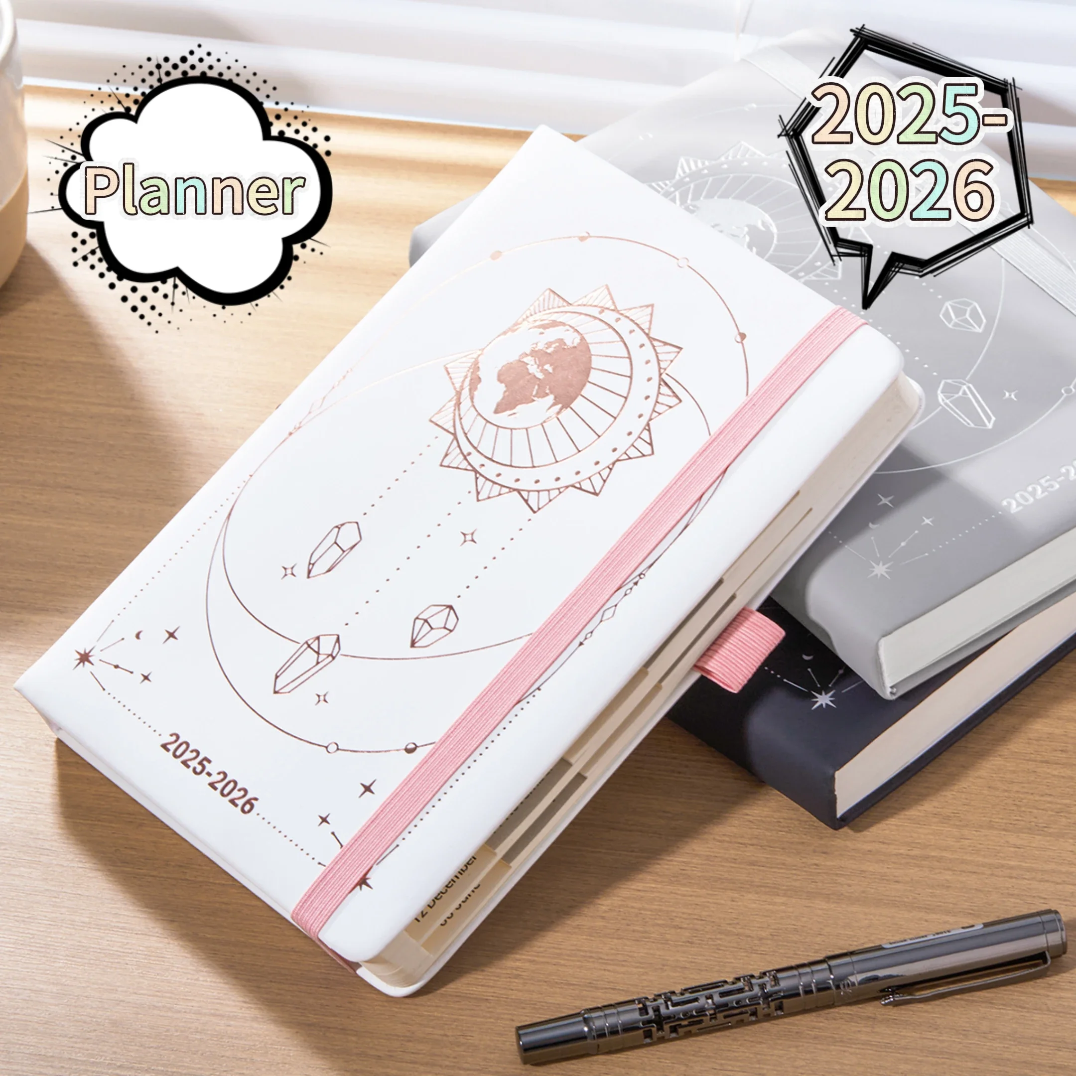 2025-2026 nuevo cuaderno planificador A5 cubierta de cuero PU EN cuaderno de notas multifuncional Agenda Plan semanal diario mensual planificador de presupuesto - imagen 2