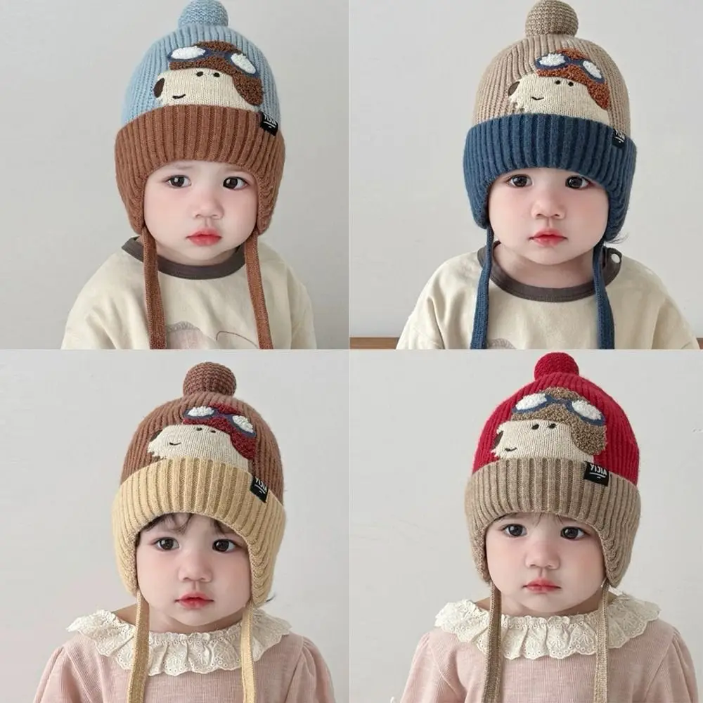 Nuevo gorro bonito de dibujos animados para niños, gorro grueso a prueba de frío con protección para los oídos, gorro tejido cálido a prueba de viento para niños