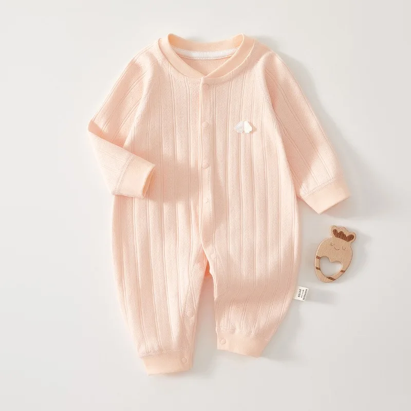 ¡Onesie de algodón recién nacido para primavera/otoño! Pelele de manga larga, agradable para la piel, transpirable, fácil de usar: cálido y cómodo para recién nacidos - imagen 5