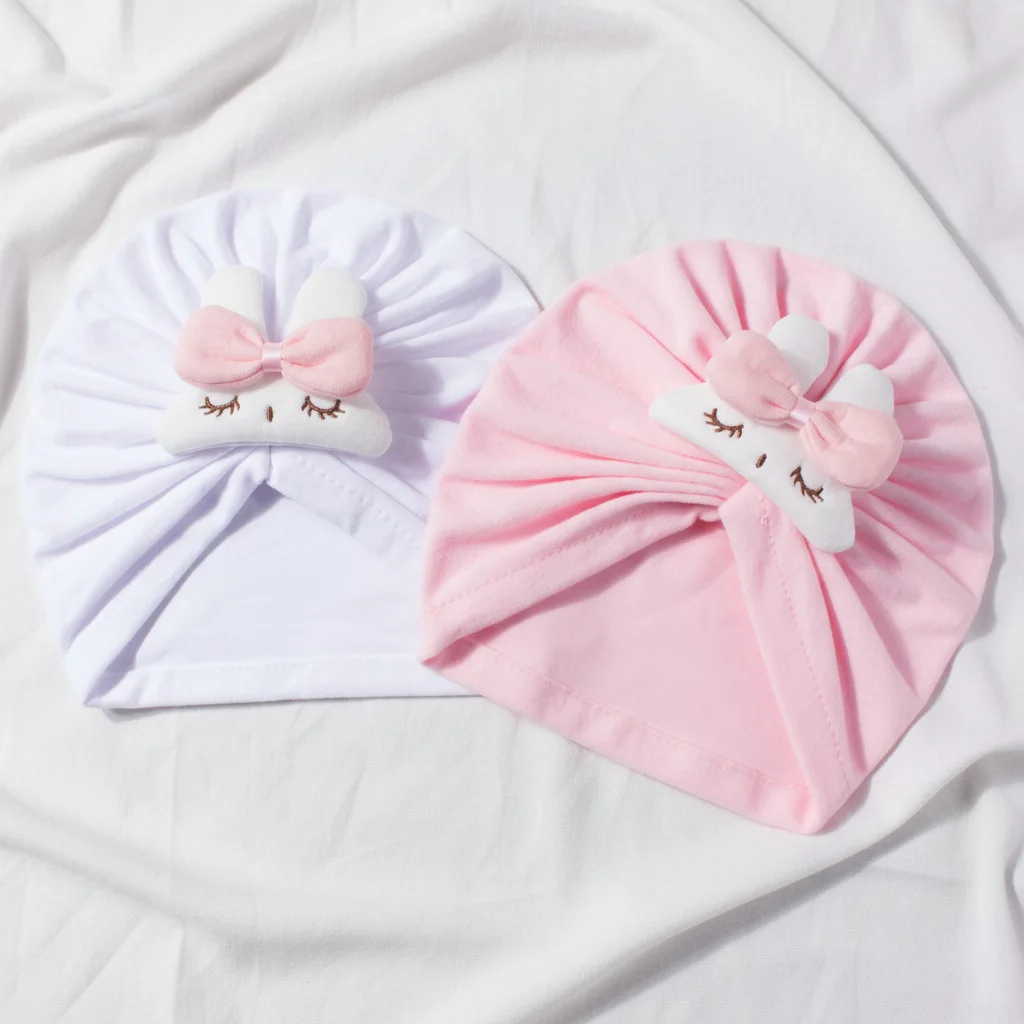 MILANCEL nueva gorra Fetal infantil de primavera 0-12M decoración de lazo de conejito de dibujos animados sombrero con capucha para bebé 10 colores sombrero ventilado para niños pequeños - imagen 3