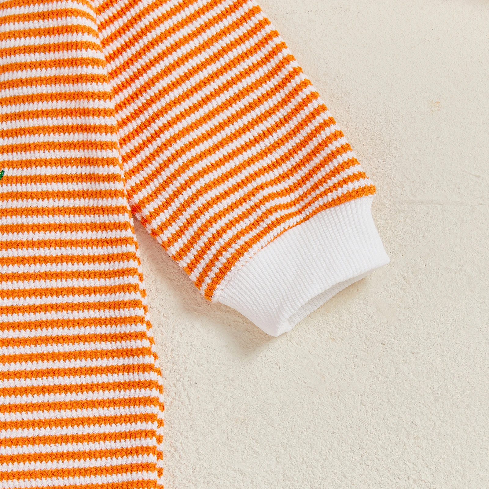 SUNSIOM Mameluco de Acción de Gracias para bebé, mono y sombrero de manga larga con estampado de rayas y bordado de pavo para niño pequeño, bonito atuendo - imagen 5