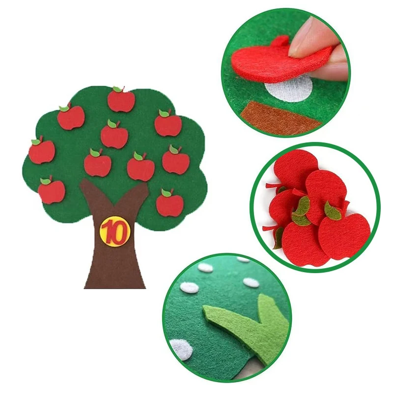 DIY fieltro árbol frutal cambio de emoción oruga zanahoria palmera crayón rompecabezas no tejido juego de fieltro Montessori accesorios de educación temprana ZYF - imagen 3