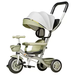 Triciclo infantil antivuelco con mango parental y ruedas anchas