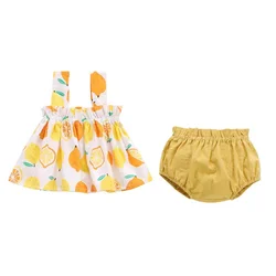 Ropa bebé verano: mini vestido estampado + shorts 6-24 meses