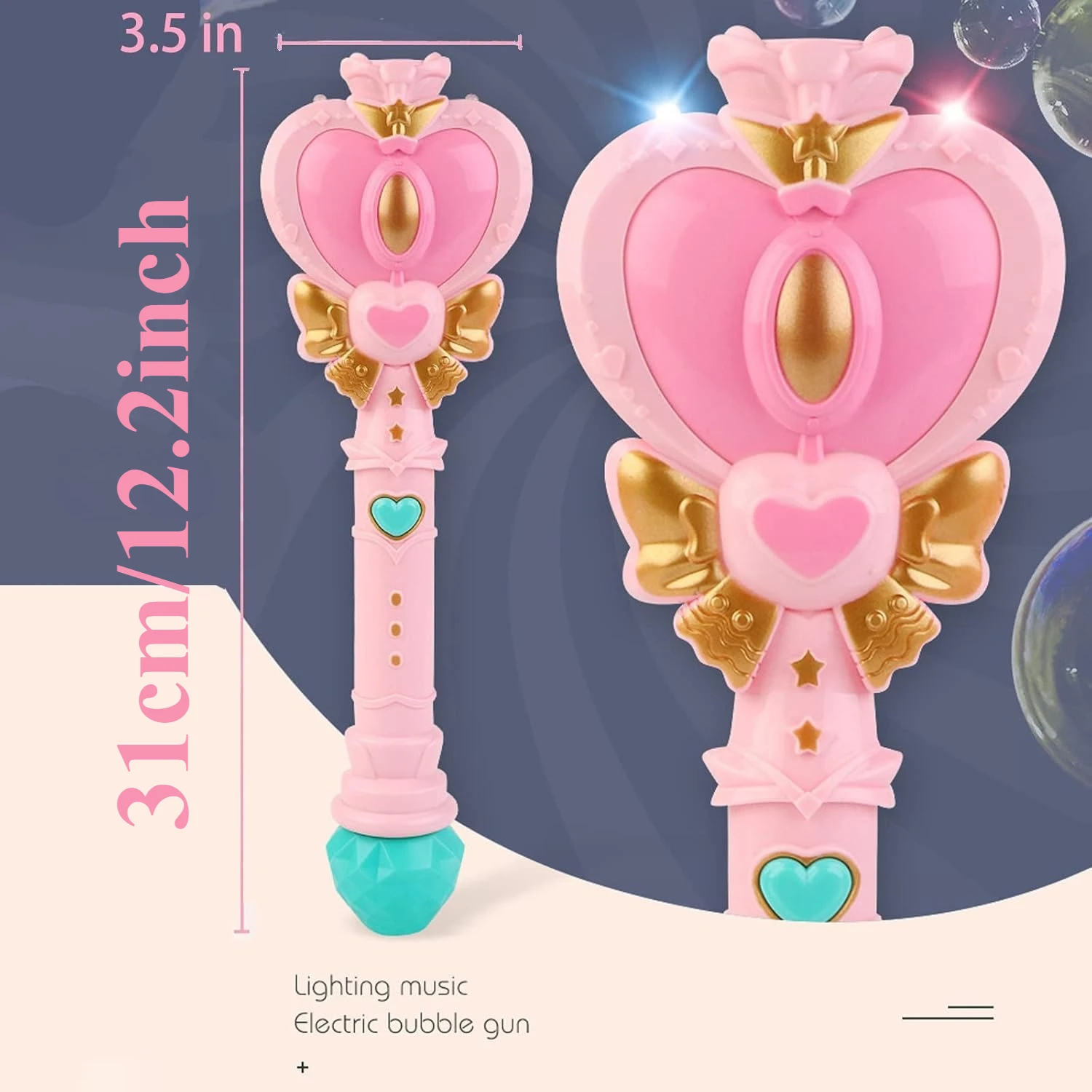 Máquina de burbujas con varita mágica con solución para niños y niñas, soplador de burbujas de juguete con palo de princesa y Hada, máquina eléctrica de burbujas - imagen 2