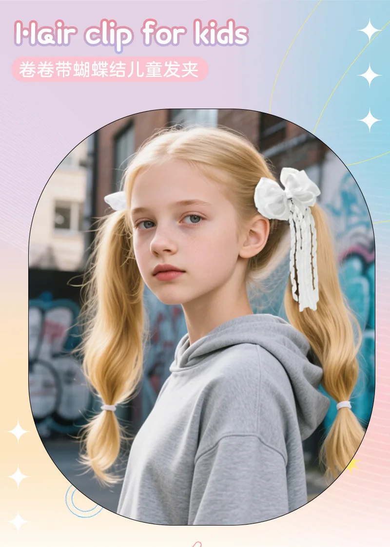 Accesorios cabello niñas porristas: lazos cola de milano con flecos - imagen 5