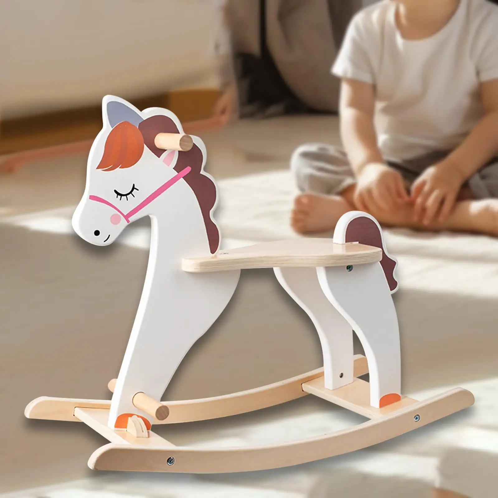 Wooden Rocking Horse Infant Ride Toy Rocking Animal Rocker Toy Baby Wood Ride on Toy for Child Children Baby Boys Girls Festival