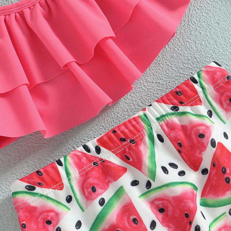 Bikini halter con volantes para niña y sombrero a juego - imagen 4