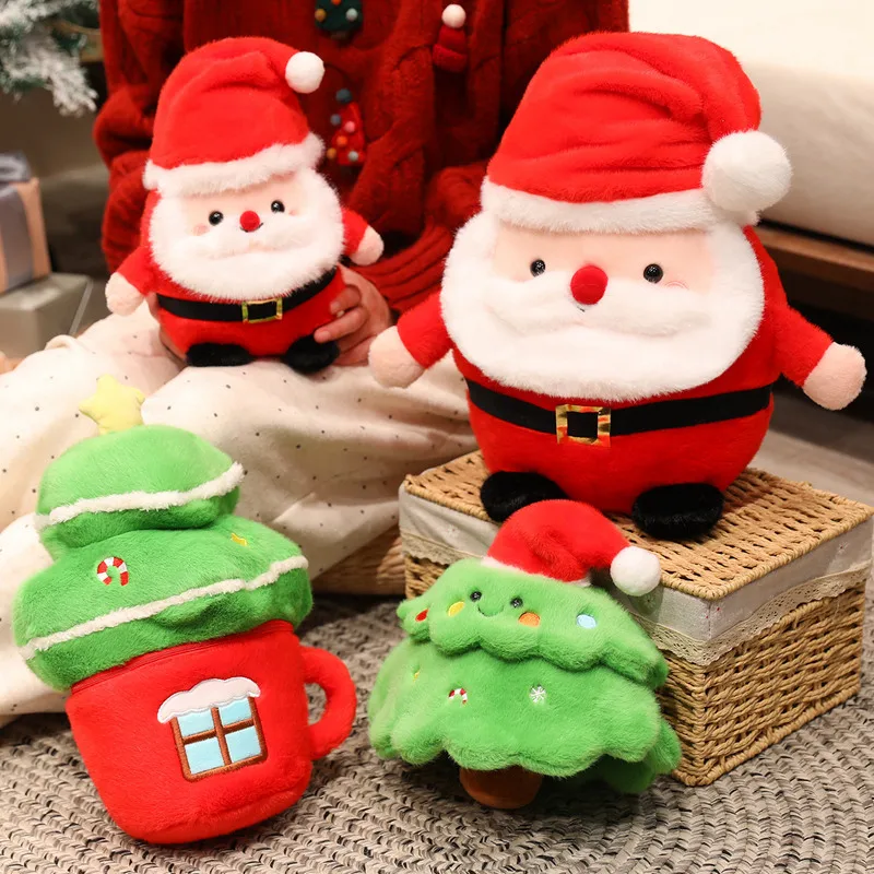 Cojín navideño de peluche suave – Papá Noel y árbol de Navidad - imagen 4