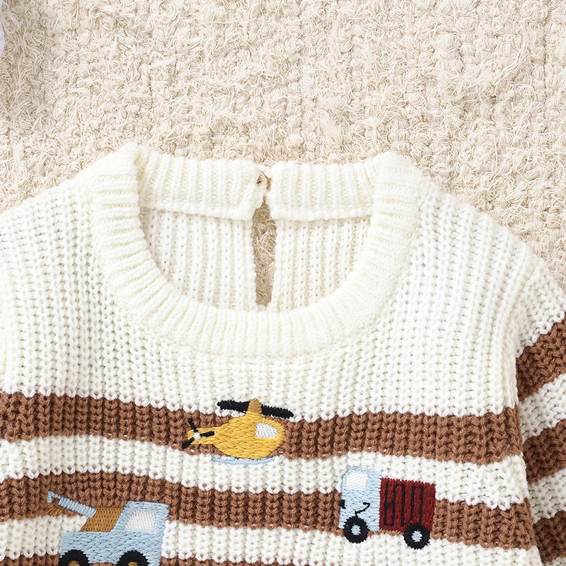 Peleles para bebé, ropa informal de otoño e invierno con cuello redondo y manga larga de punto para recién nacidos, monos para niños y niñas, suéteres infantiles, mono de 0 a 18m - imagen 2