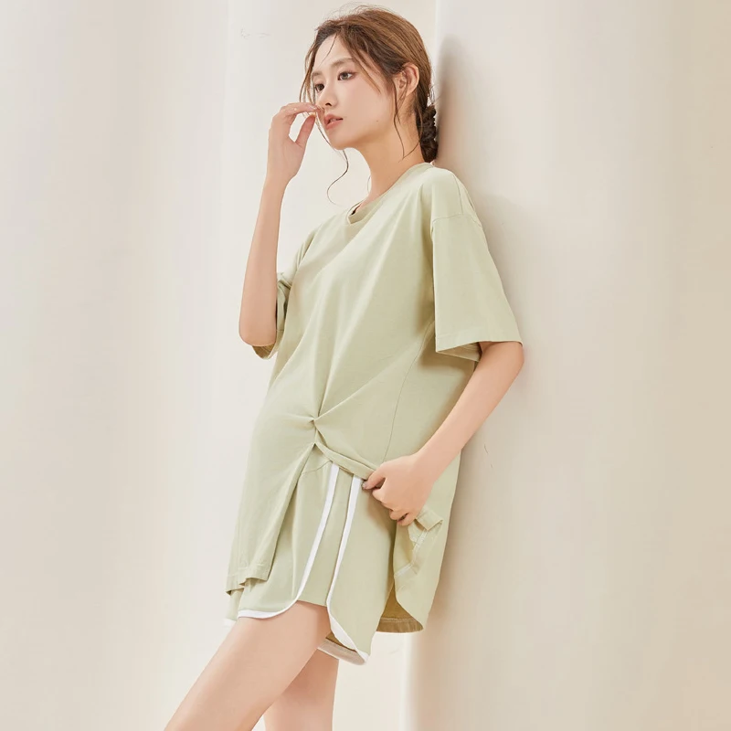 Pijamas de maternidad, conjunto de 2 uds., ropa de hogar para mujeres embarazadas, prendas de vestir exteriores de verano, ropa de embarazo transpirable de algodón puro, pijamas - imagen 3