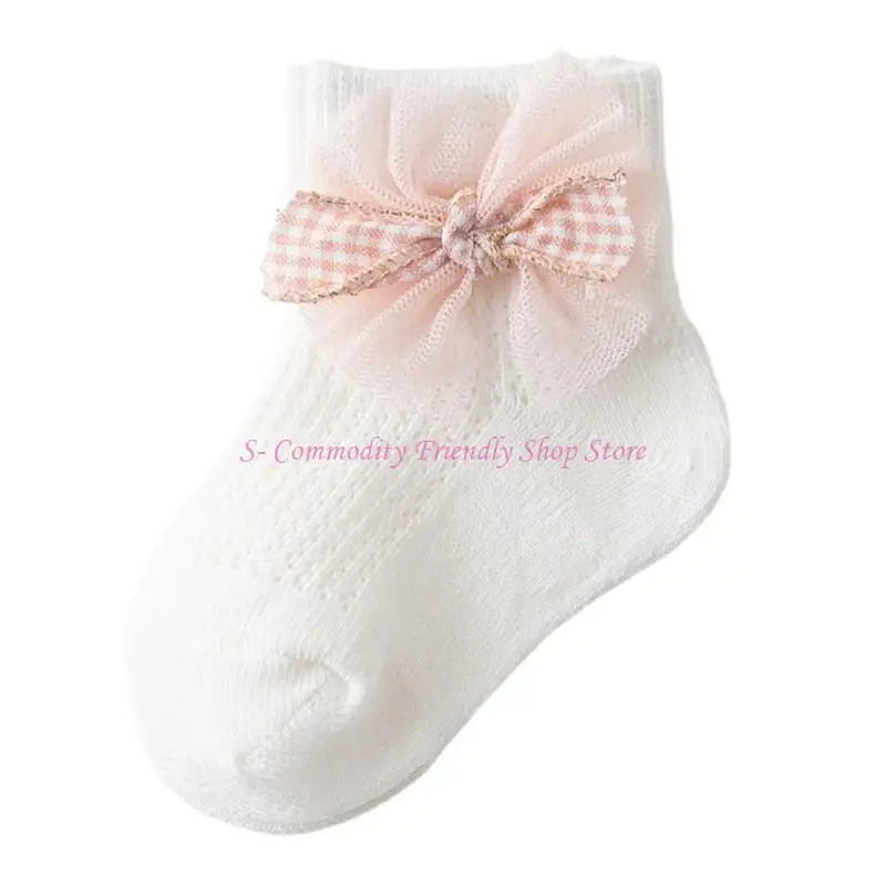 85AE 1 par calcetines princesa para niñas, calcetines tobilleros para niños pequeños, calcetines cortos con decoración - imagen 3