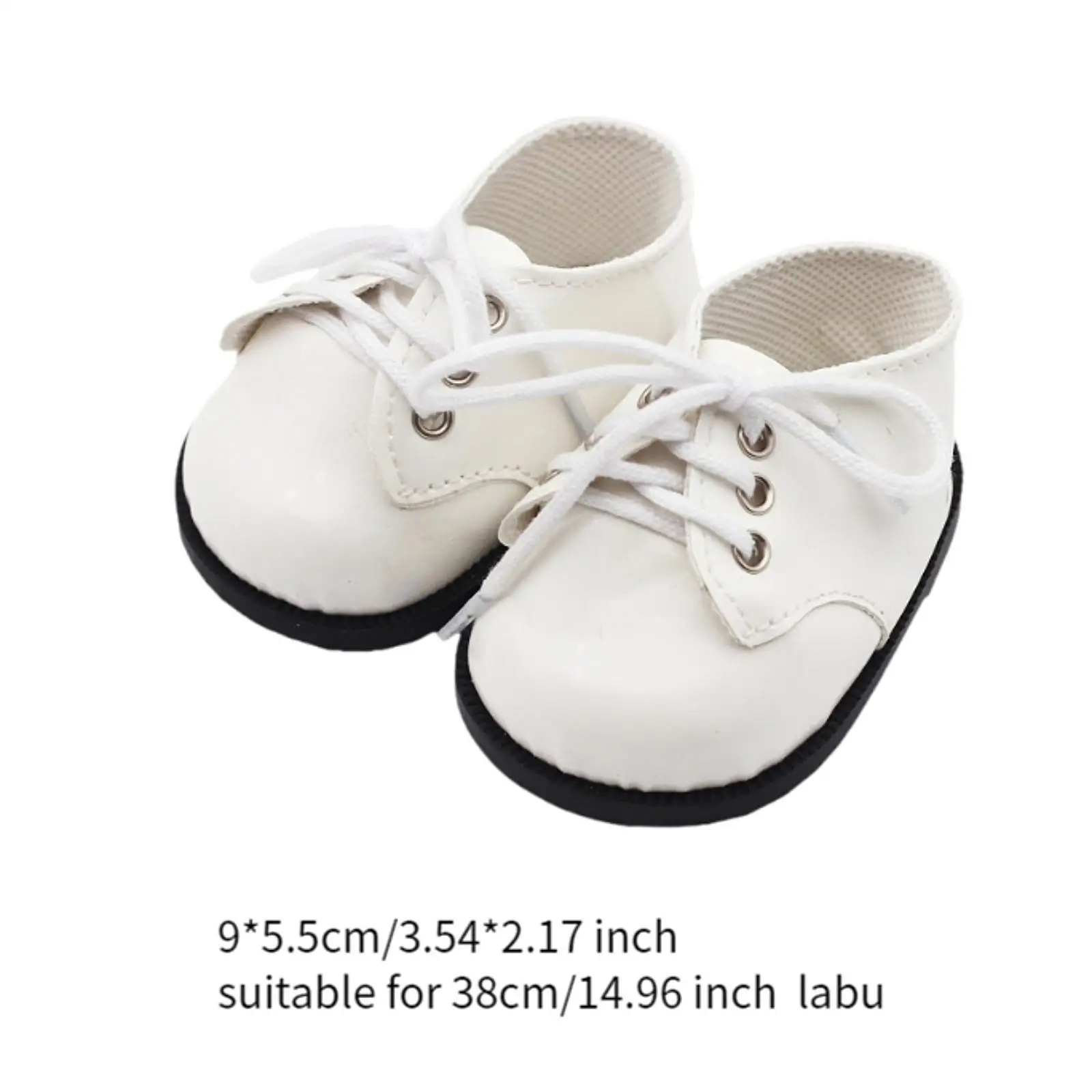 Plush Doll PU Leather Shoes Flats Shoes Fashion DIY Clothing Costumes Educational Lace up Shoes Casual Shoes for 14.96'' Doll