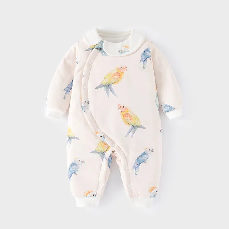 Ropa de invierno para niño recién nacido, trajes para niña, monos con cuello de muñeca de algodón de manga larga con dibujos animados de estilo chino, peleles BC881 - imagen 3