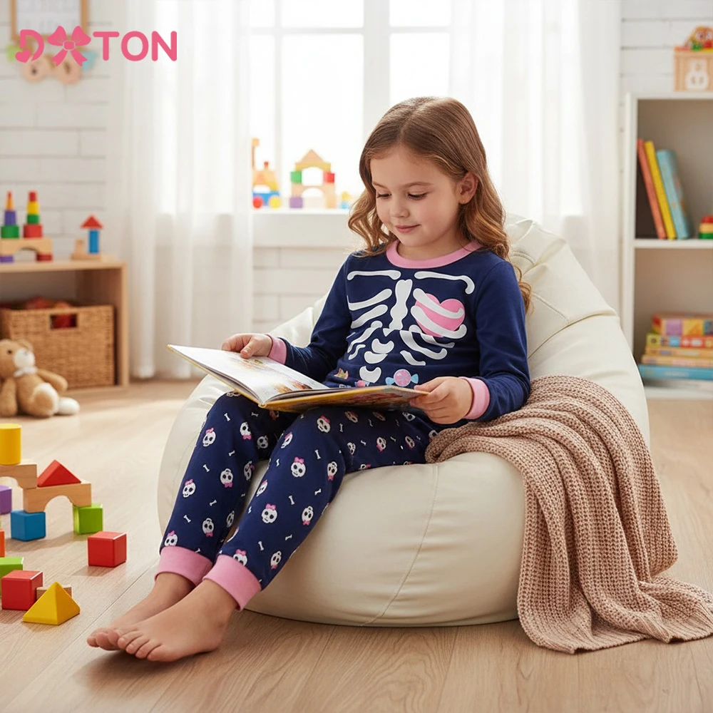 DXTON Pijama Algodón Invierno Niño – Top + Pantalón