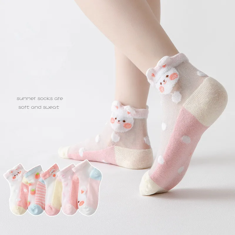Calcetines verano algodón suave niña – Diseño princesa con encaje - imagen 2