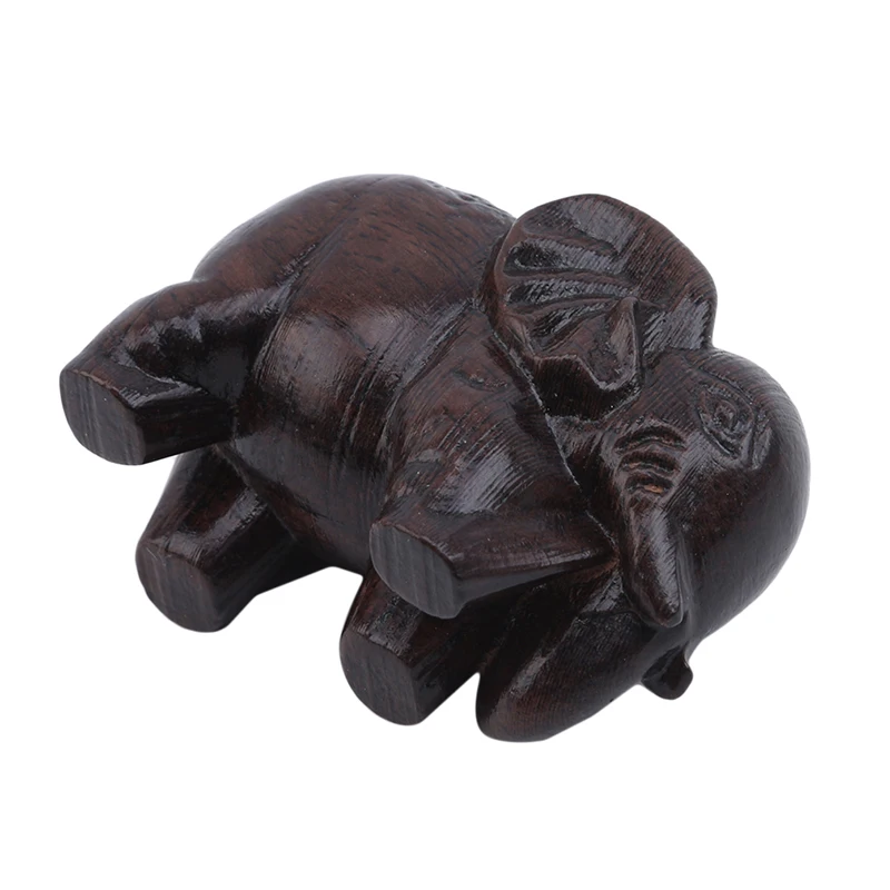 Artesanías de elefante de madera de agar negro, Mini figuritas de animales de madera, adorno para el hogar Fengshui, decoración artística de madera tallada Natural de la suerte - imagen 4