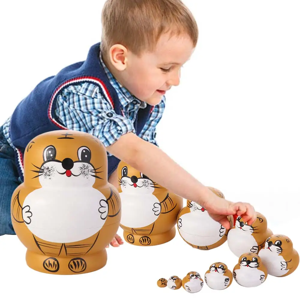 Juguete apilable madera tigre – Matrioska para niños - imagen 4