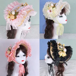 Sombrero de paja para niña con encaje floral – Primavera y verano