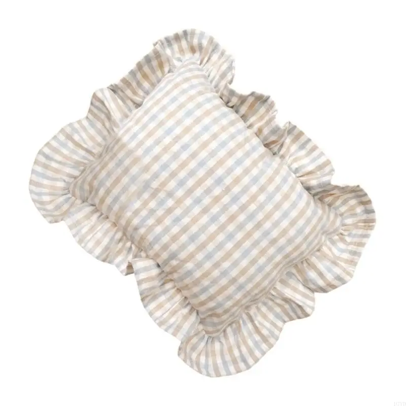 D7YD-almohada pequeña 28x34cm, cojín trasero estilo nórdico para bebés con borde con volantes - imagen 2