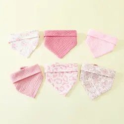 Baberos triangulares de muselina de algodón para bebé