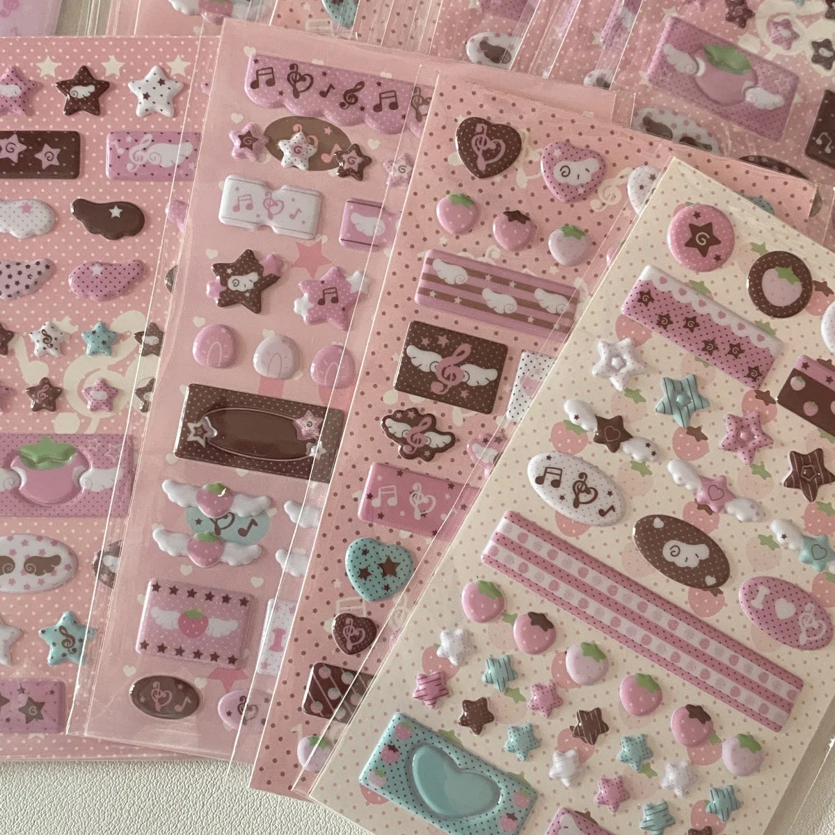 Ins estilo dulce serie rosa fresa estrella Flash película Goo tarjeta pegatinas estilo coreano funda de teléfono pegatinas decorativas - imagen 4